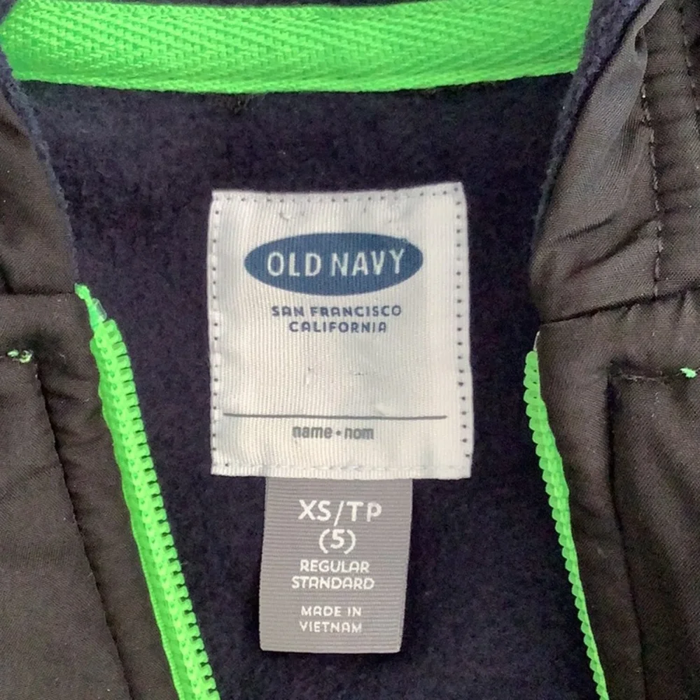 Old Navy: SWEATSHIRT Hoodie Size XS(5) Navy/Black/Electric Green